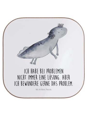 Mr. & Mrs. Panda Untersetzer für Gläser Axolotl Schwimmen mit Sp... in Weiß