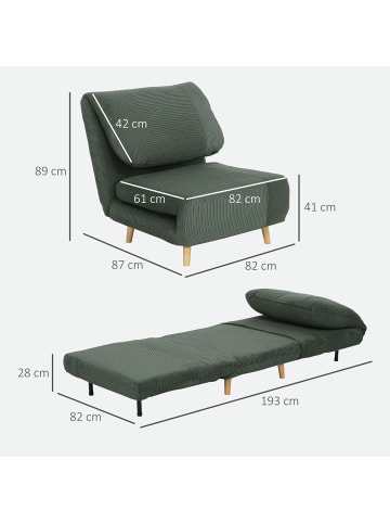 HOMCOM Schlafsessel-82L x 87B x 89H cm-Grün