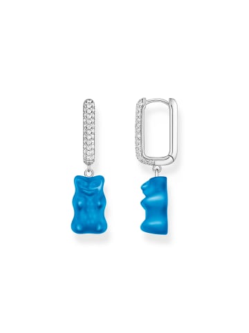 Thomas Sabo Große Einzel-Creole Mit Goldbär Blau in silber, blau, weiß