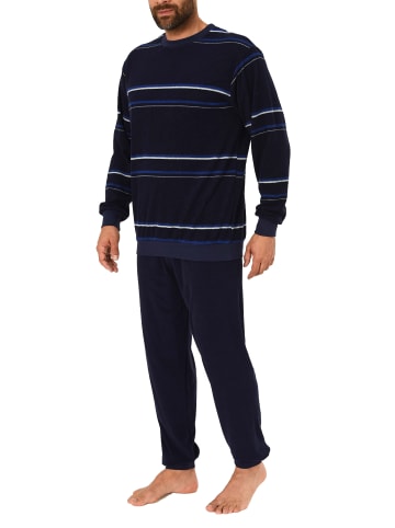 NORMANN Frottee Pyjama Schlafanzug Bündchen - 40362 in blau