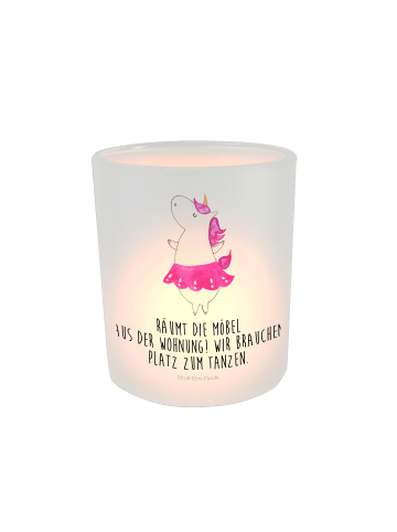 Mr. & Mrs. Panda Glas Teelichthalter Einhorn Ballerina mit Spruch in Transparent