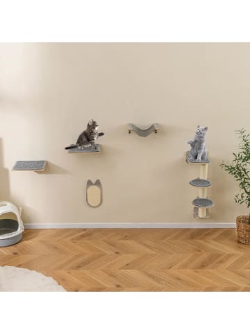 COSTWAY 5 PCS Kletterwand Katzen in Hellbraun