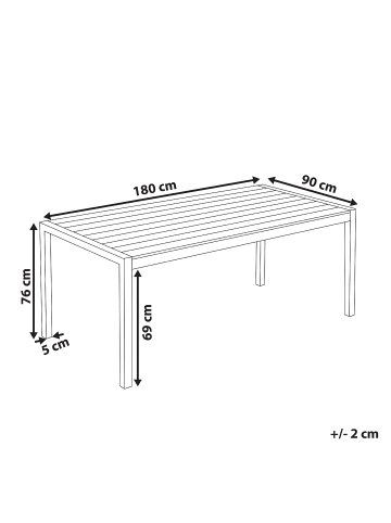Beliani Esstisch VERNIO in Grau/Silber - (W) 90 x (H) 76 x (L) 180 cm