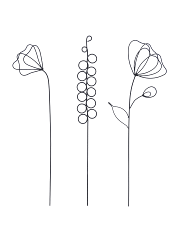 UNUS UNUS Metallkunst Stecker Fred 3er Set Blumen in Schwarz