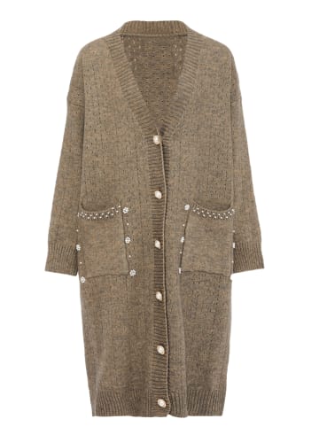 caissa Damen Strickjacke in Taupe Melange