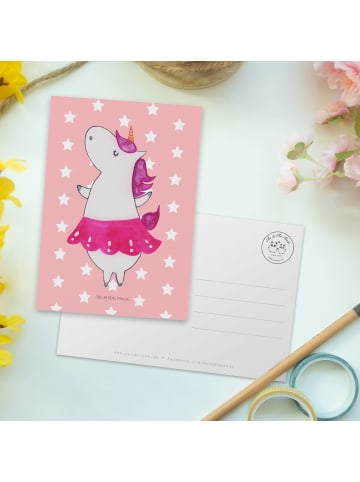 Mr. & Mrs. Panda Grußkarte Einhorn Ballerina ohne Spruch in Rot Pastell