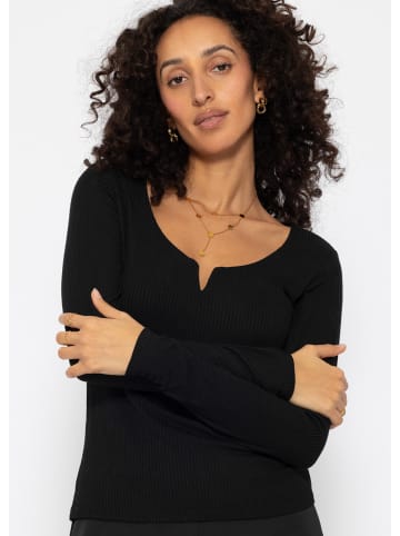 SASSYCLASSY Geripptes Langarmshirt in schwarz