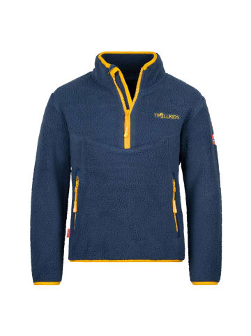 Trollkids Fleecepullover "Hemsedal" in Mystisches Blau/Goldgelb