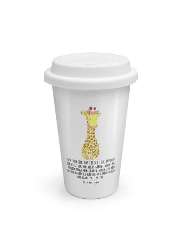 Mr. & Mrs. Panda Thermobecher Giraffe Blumenkranz mit Spruch in Weiß