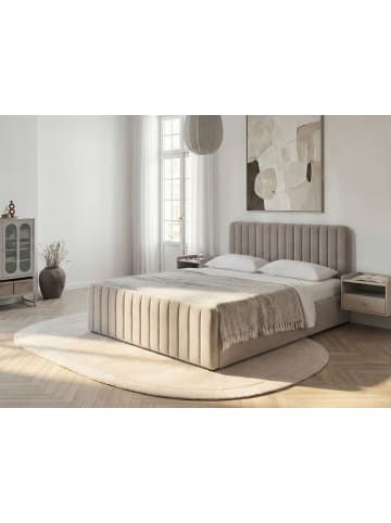 Beliani Doppelbett LUNAN in Beige/Schwarz - (W) 147 x (H) 100 x (L) 216 cm