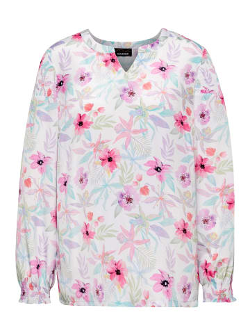 GOLDNER Kurzgröße:  Druckbluse Druckbluse aus Polyester in weiß / flieder / gemustert