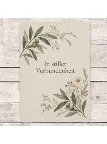 Mr. & Mrs. Panda Trauerspruchkarte Zweig würdevoll Design mit Sp... in Weiß