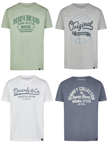 DENIMFY T-Shirt DFNuri 4er Pack Set in Mehrfarbig