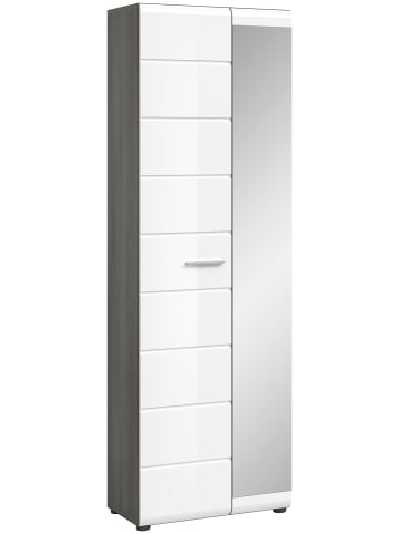 xonox.home Garderobenschrank  (B/H/T: 60x192x37 cm) in Rauchsilber und weiß hochglanz