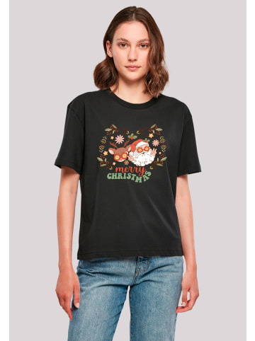 F4NT4STIC Tee Weihnachten Hippie Santa And Reindeer in schwarz