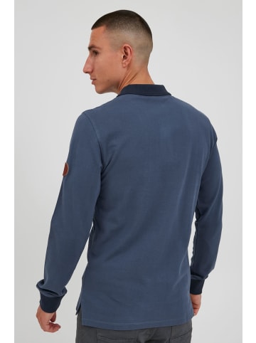 BLEND Langarm-Poloshirt in blau