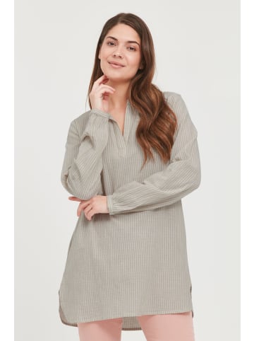 Fransa Langarmbluse FRALSTRIPE 1 Tunic - 20609302  Tunika aus Leinenmix in Braun