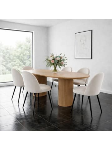 ebuy24 Essgruppe Kyoto 7-teilig Natur, creme 210 x 100 cm