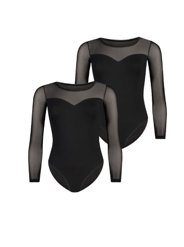 Teyli 2er Pack: Bodysuit aus Viskose mit Netzanteil Wiillow in schwarz