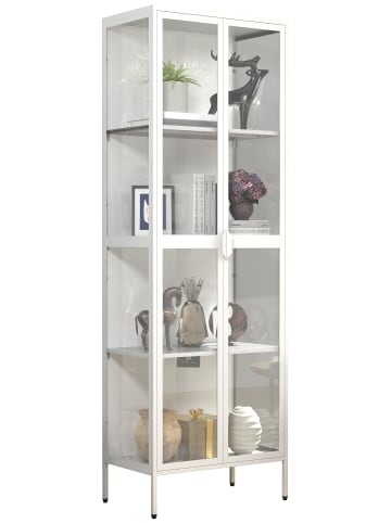 VCM  Stahl Standvitrine Vitrine Schaukasten Floka XXL in Weiß