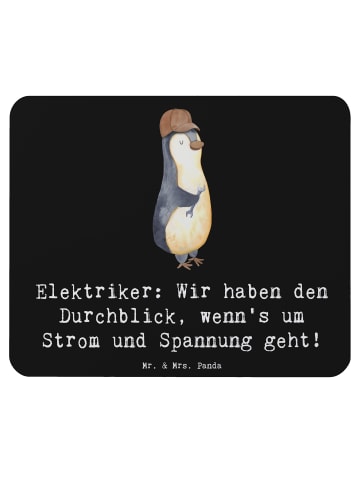Mr. & Mrs. Panda Mauspad Elektriker Durchblick mit Spruch in Schwarz