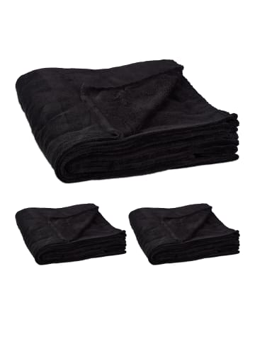 relaxdays 3x Kuscheldecke in Schwarz - (B)200 x (T)220 cm