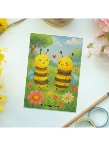 Mr. & Mrs. Panda Grußkarte Biene Verliebt Design ohne Spruch in Weiß