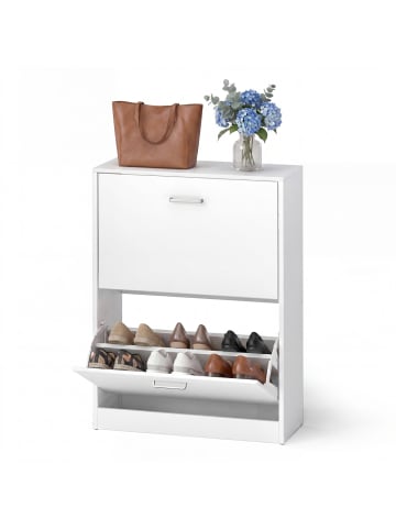 VASAGLE Schuhschrank Custos in Weiß - (B)60 x (H)83.5 x (T)24 cm