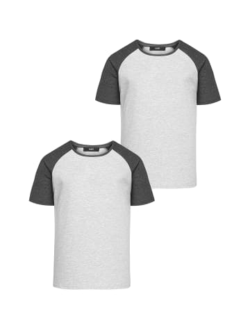 Humy T-Shirt 2er Set mit Raglanärmeln im Colorblock Design in Grau