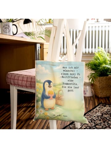 Mr. & Mrs. Panda Einkaufstasche Pinguin Frühling Pommes Design m... in Weiß