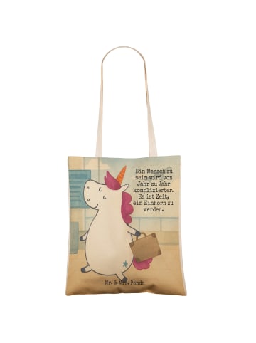 Mr. & Mrs. Panda Shopping Bag Einhorn Koffer Design mit Spruch in Weiß