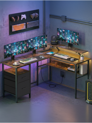 VASAGLE Computertisch Barnet in Braun - (B)150 x (H)89 x (T)120 cm
