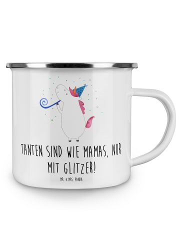 Mr. & Mrs. Panda Kaffeebecher Glitzernde Tante mit Spruch in Weiß