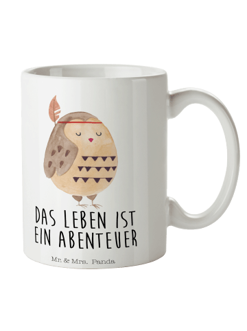 Mr. & Mrs. Panda Keramikbecher Eule Federschmuck mit Spruch in Weiß