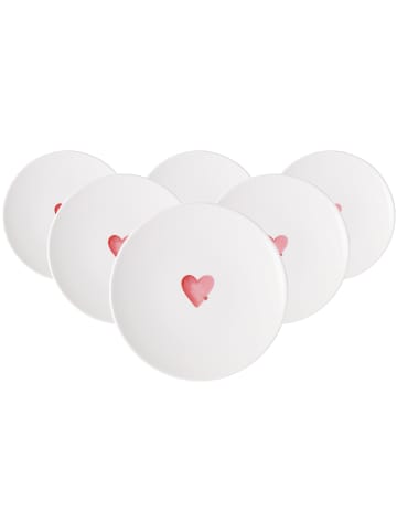 Villeroy & Boch 6er Set Frühstücksteller Sending Love With Love ø 21,2 cm in weiß-rot