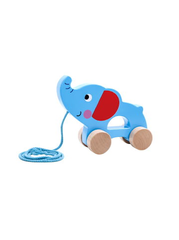 Tooky Toy Kinder Holzziehspielzeug Elefant TKC264 in blau