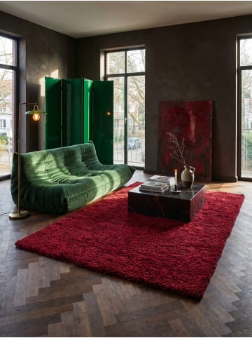KADIMA DESIGN Teppich Hochflor Shaggy Waschbar Einfarbig RHEIN Strapazierfähig in Rot