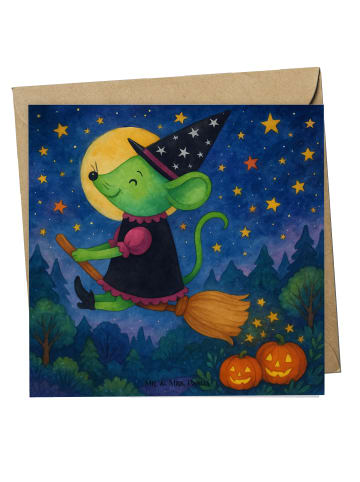 Mr. & Mrs. Panda Grußkarte Hexe Fliegt Design ohne Spruch in Weiß