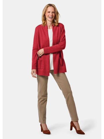 GOLDNER Kurzgröße: Langarm Cardigan aus Merino in rot