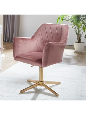KADIMA DESIGN Schreibtischstuhl Samt Design Drehstuhl mit Lehne, Schalenstuhl in Rosa