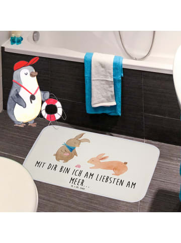 Mr. & Mrs. Panda Duschvorleger Hasen Muschel mit Spruch in Weiß