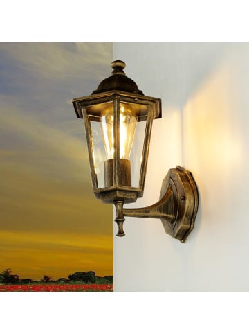 Licht-Erlebnisse Außen Wandlampe (B)17 x (H)36 cm in Gold Antik