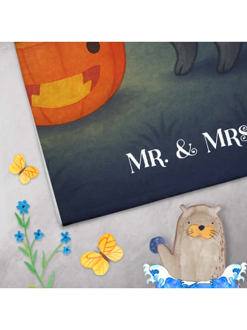 Mr. & Mrs. Panda Gästehandtuch Kater Hexenkessel Design mit Spruch in Weiß