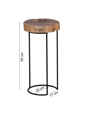 KADIMA DESIGN Beistelltisch AKOLA Massiv-Holz Wohnzimmer-Tisch Metallbeine in Akazie