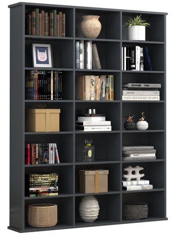 VCM Holz CD DVD Standregal Bücherregal Regal Megosa M in Anthrazit