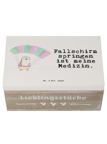Mr. & Mrs. Panda Erinnerungsbox Pinguin Fallschirm springen mit ... in Weiß