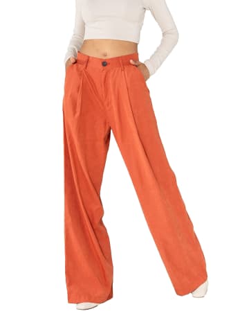 Nina Carter Weite Samt Hose mit Elegant Lockerem Beinschnitt in Rot