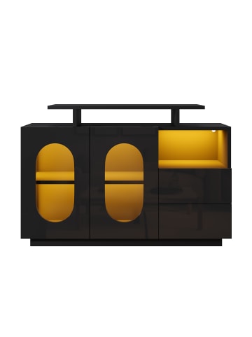 ABRIHOME Sideboard mit ovalen Glastüren und Stauraum