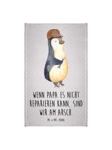 Mr. & Mrs. Panda Gästehandtuch Wenn Papa es nicht reparieren kan... in Grau Pastell