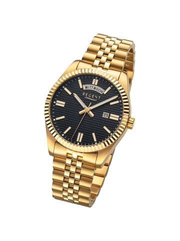 Regent Analog-Armbanduhr Regent Metallarmband gold groß (ca. 40mm)